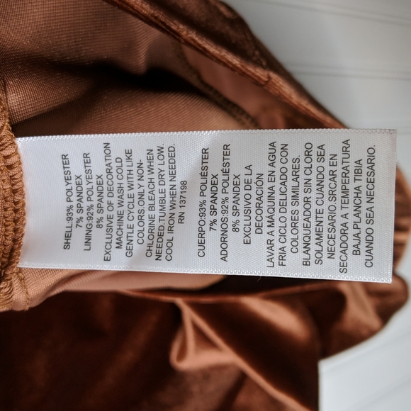 Danielle Bernstein Velvet Ruffle Mini Dress Brown - Picture 7 of 7